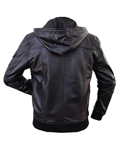 Men’s New Style Leather Hoodie 3