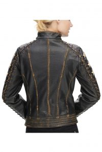 Women Rivet Star Leather Jacket 4
