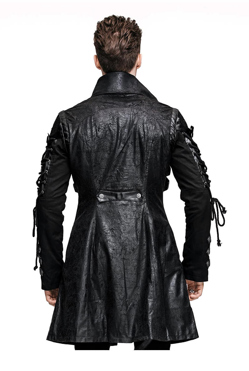 Women”s Steampunk Military Coat Jacket Long Black Red Gothic Uniform