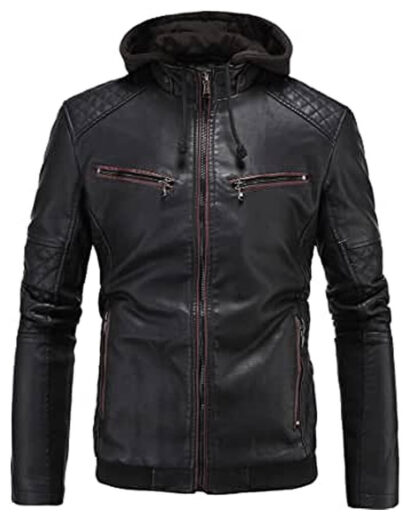 Mens Faux Leather Motorcycle Jacket