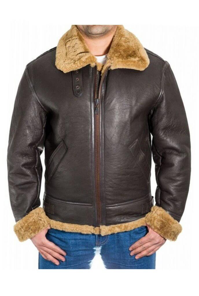 tom hardy dunkirk farrier shearling bomber leather jacket