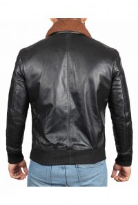 Men’s Black Bomber Biker Leather Jacket 3