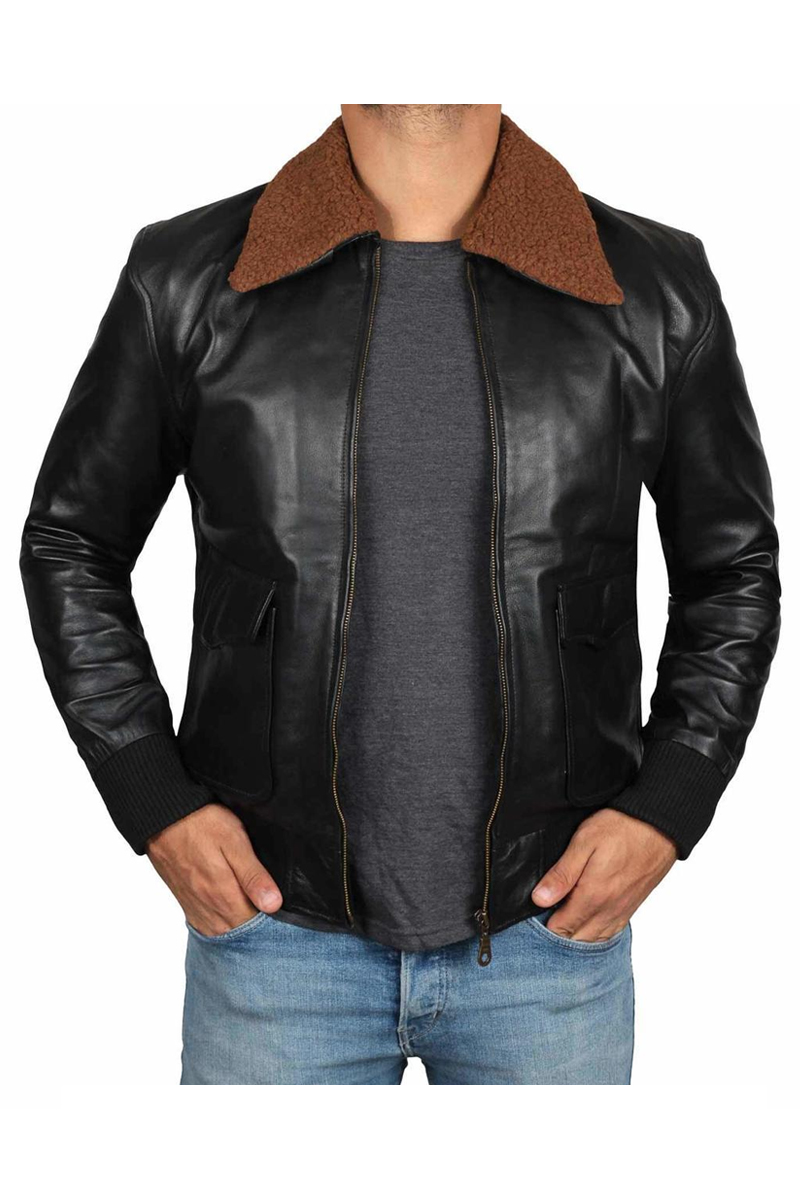 Men's Black Bomber Biker Leather Jacket l Handmade Leather Jackets
