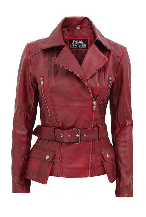 Victoria Moto Women Burgundy Jacket