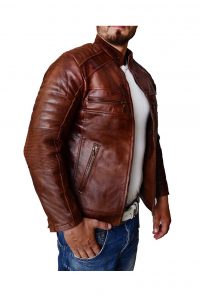 Biker Fashion Brown Genuine Leather Jacket For Men 1