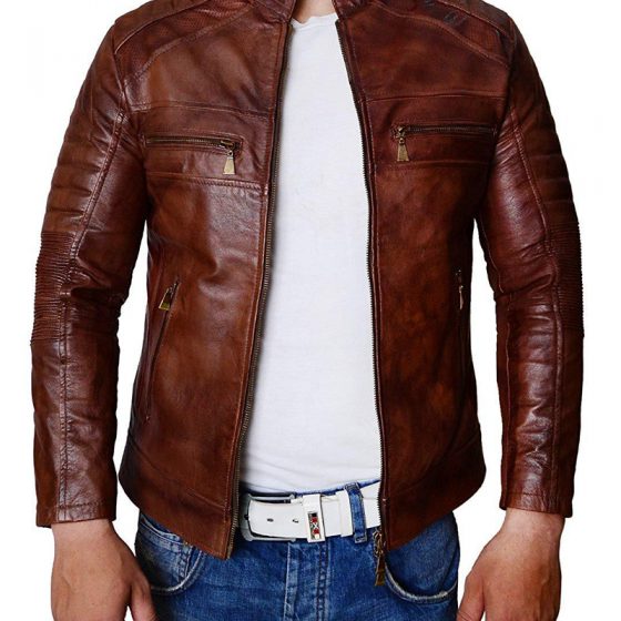 Biker Fashion Brown Genuine Leather Jacket For Men 2