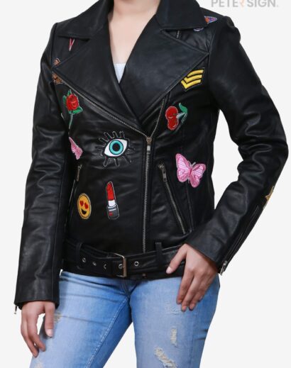 Elmira New York Embroidered Moto Leather Jacket