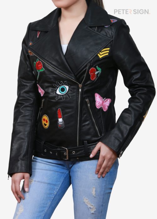 Elmira New York Embroidered Moto Leather Jacket