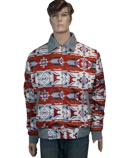 moses-brings-plenty-yellowstone-s04-jacket-front Moses Brings Plenty Yellowstone Season 4 Jacket front view, high-quality fleece, casual western style