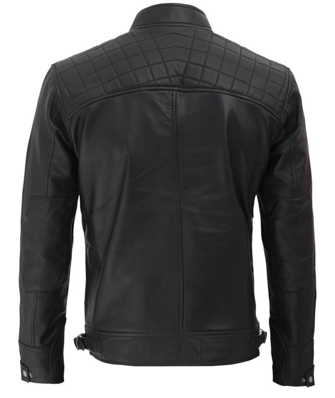 James Classic Diamond Black Cafe Racer Jacket