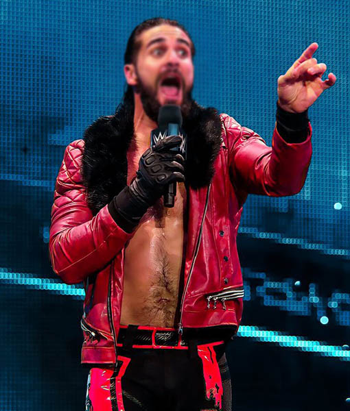 WWE Seth Rollins Red Quilted Bomber Jacket
