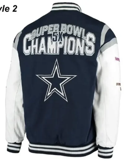 5X Super Bowl Champion Dallas Cowboys Navy Varsity Jacket