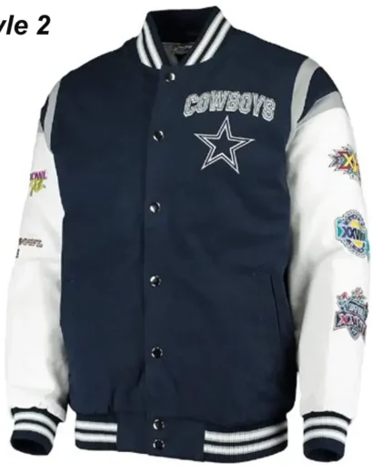 Dallas Cowboys 5X Super Bowl Champion Navy Blue Varsity Jacket