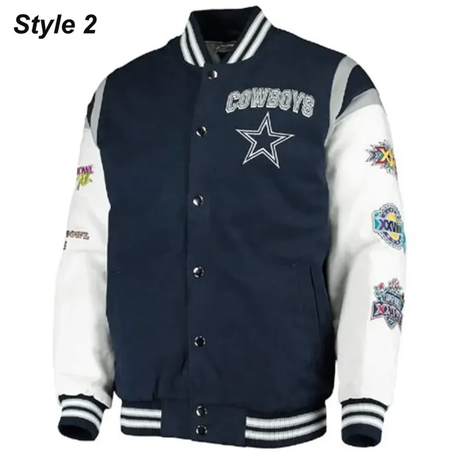 Dallas Cowboys 5X Super Bowl Champion Navy Blue Varsity Jacket