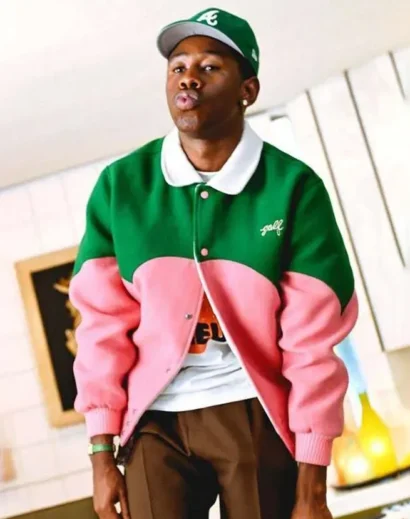 Tyler The Creator Green & Pink Golf Cowboy Varsity Jacket