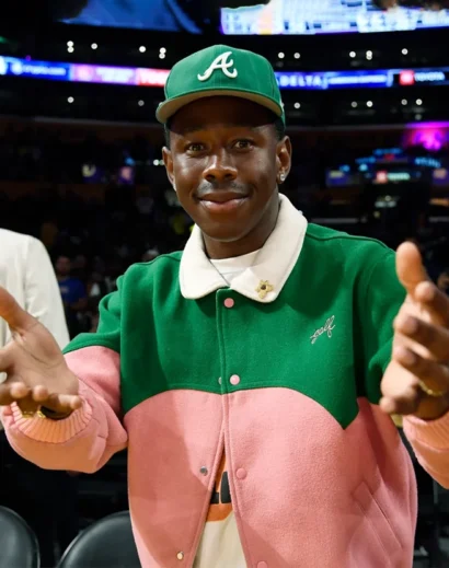 Tyler The Creator Green & Pink Golf Cowboy Varsity Jacket Fashion show