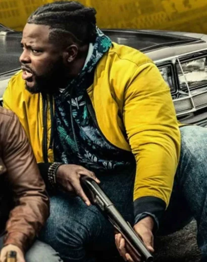 Winston Duke as Hawk in Spenser Confidential Yellow Bomber Jacket