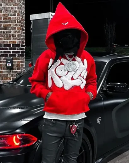 Cozy Hooded Collar Y2K Red Kozy Hoodie