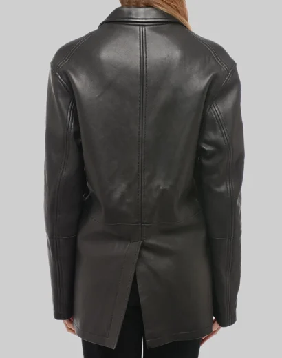 Trendy Black Leather Coat Featured by Lily Chee