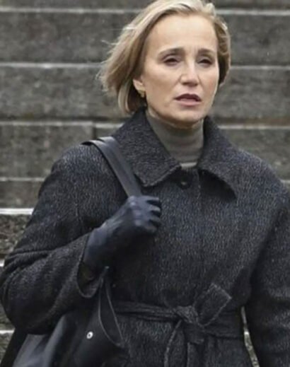 Kristin Scott Thomas Diana Taverner Wool Coat in Grey