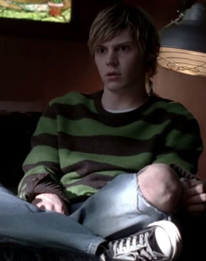 Evan Peters as Tate Langdon Wearing Iconic Striped Sweater