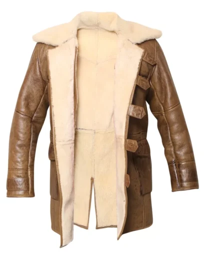 Men’s Winter Shearling Leather Coat – Bane Movie Costume