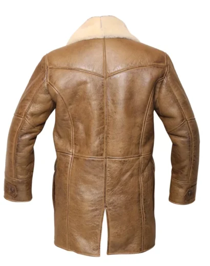 Replica Bane Leather Coat with Fur Lining and Button Closure