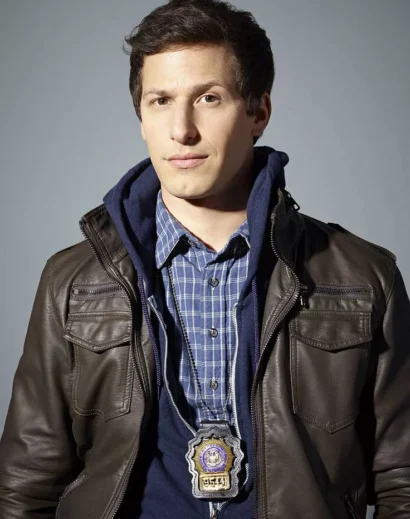 Brooklyn Nine-Nine Jake Peralta Stylish Leather Jacket Close-Up