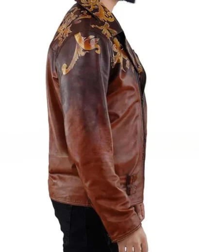 Dr. Luis Serra Navarro RE4 Brown Leather Jacket with Asymmetrical Zipper