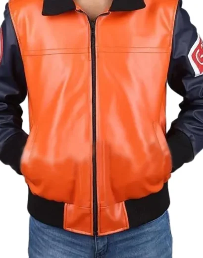 Dragon Ball Z Goku 59 Leather Jacket - Model Wearing Full Outfit