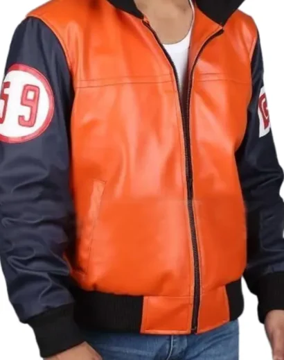 Goku 59 Orange Leather Jacket - Premium Stitching & Details