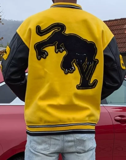 Men Black and Yellow Varsity Jacket - Stylish Streetwear Outfit Idea