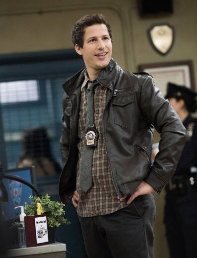 Men’s Classic Black Leather Jacket - Jake Peralta B99 Look