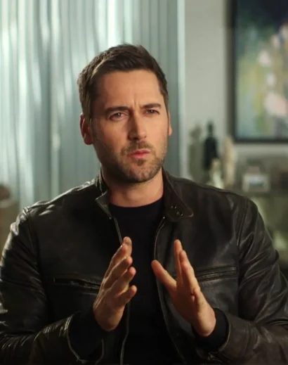 Ryan Eggold as Tom Keen Wearing a Stylish Black Leather Jacket