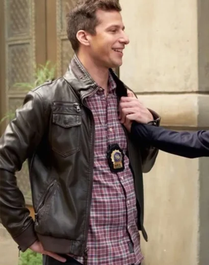 Slim Fit Black Leather Jacket Inspired by Jake Peralta’s Style