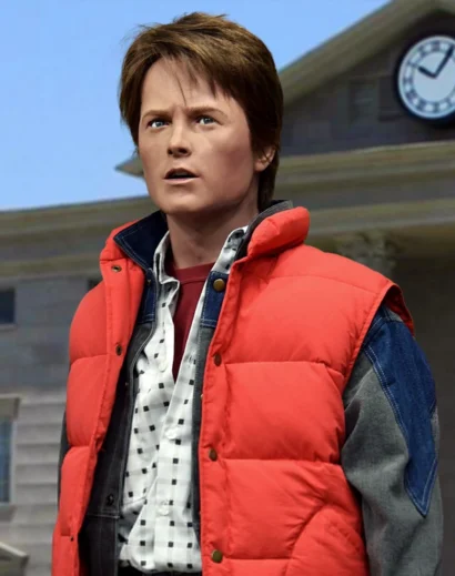 Side View of Men Red Vest – Inspired by Marty McFly