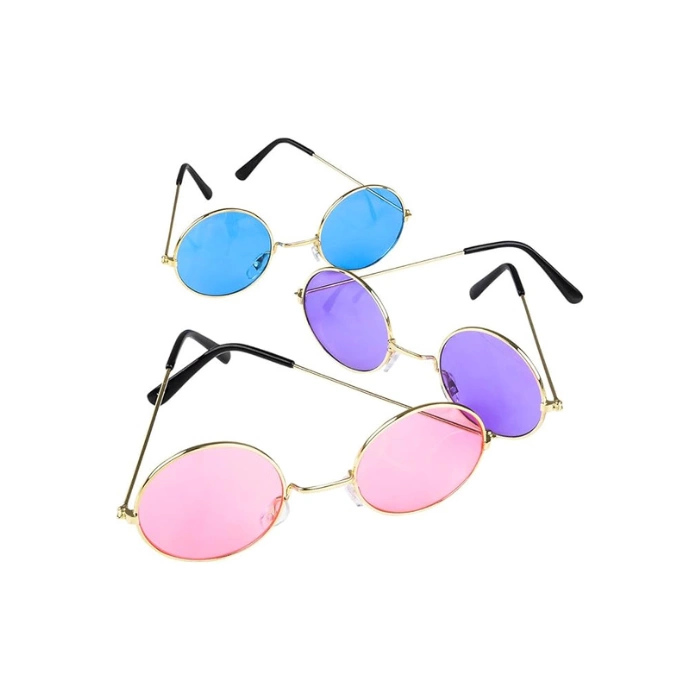 90s Retro Style Round Colored Lens Sunglasses