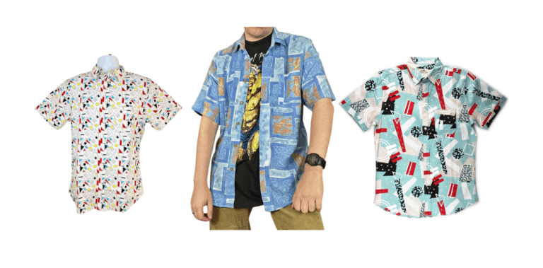 Retro Graphic 80s and 90s Printed Button-Up Shirt