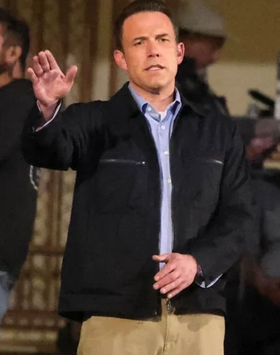 Front view of Christian Wolff black jacket from The Accountant 2