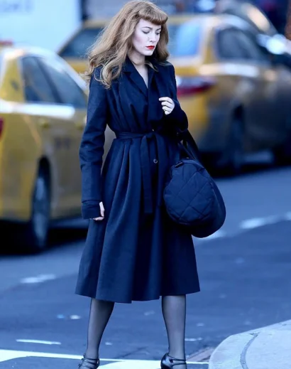 Stephanie Patrick blue coat with belt detail