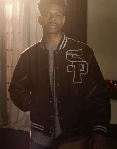 Aubrey Joseph Cloak and Dagger Black Varsity Jacket Side Angle