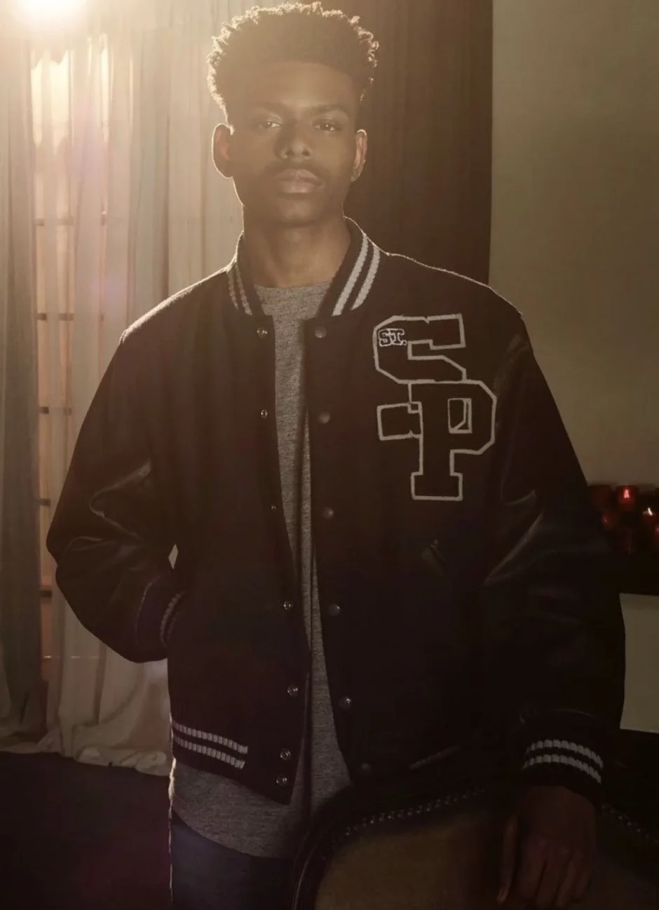 Aubrey Joseph Cloak and Dagger Black Varsity Jacket Side Angle