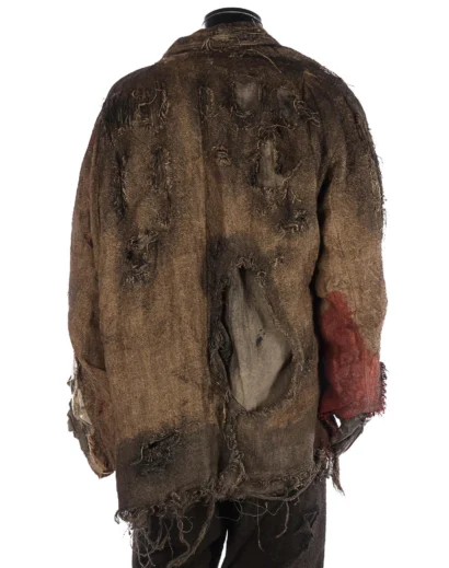 jason-voorhees-costume-back-view Rear view of Jason Voorhees costume showing distressed shirt and rugged pants details