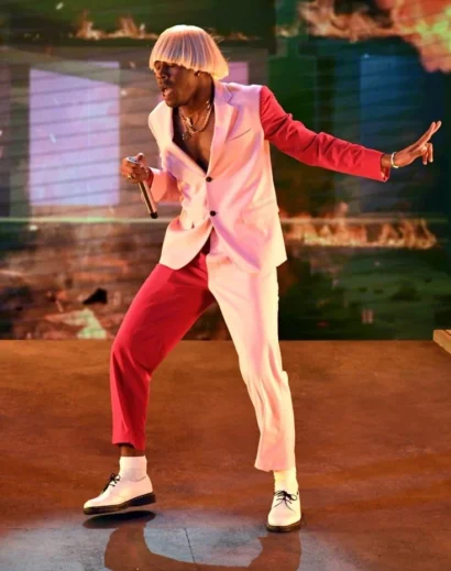 Tyler the Creator Performing on Stage in IGOR Suit