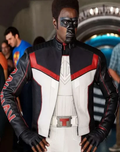 Superman 2025 Mister Terrific Leather Jacket Front View