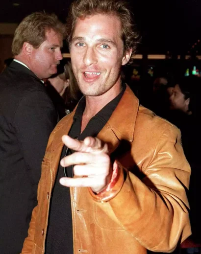 Matthew McConaughey Vintage Leather Jacket Side Pose