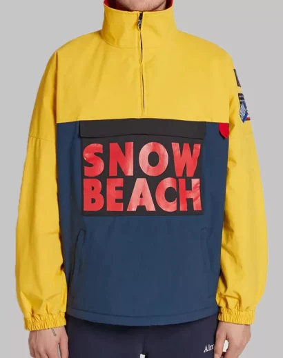 Color-blocked Snow Beach Polo windbreaker by Ralph Lauren in red, navy, and yellow design