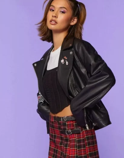 hello-kitty-jacket-forever-21-front-view Hello Kitty jacket Forever 21 front view featuring moto-style design