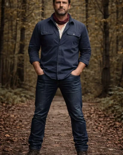 gerard-butler-style-black-shirt-men Gerard Butler style black shirt casual men outfit