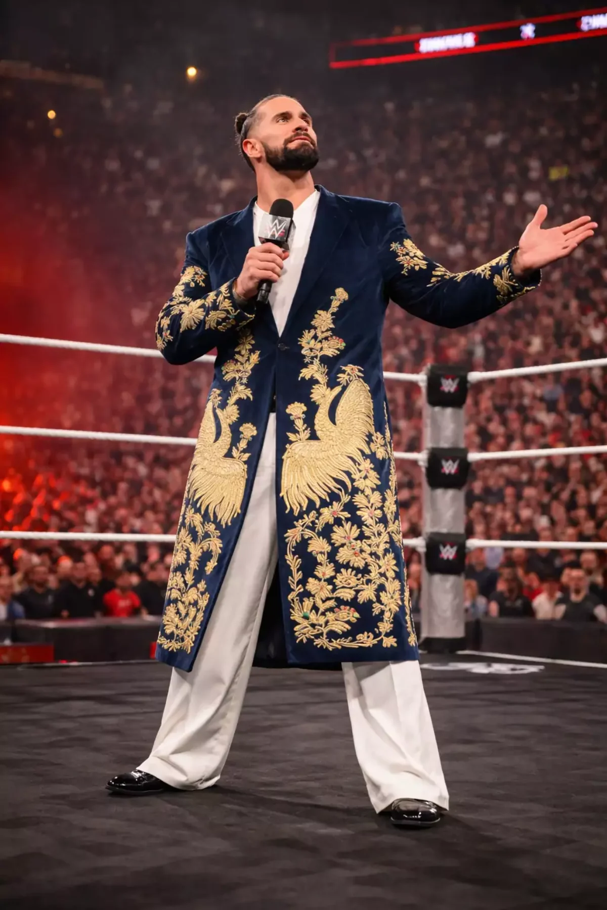 Seth Rollins WWE RAW Golden Peacock Coat - Skinoutfits